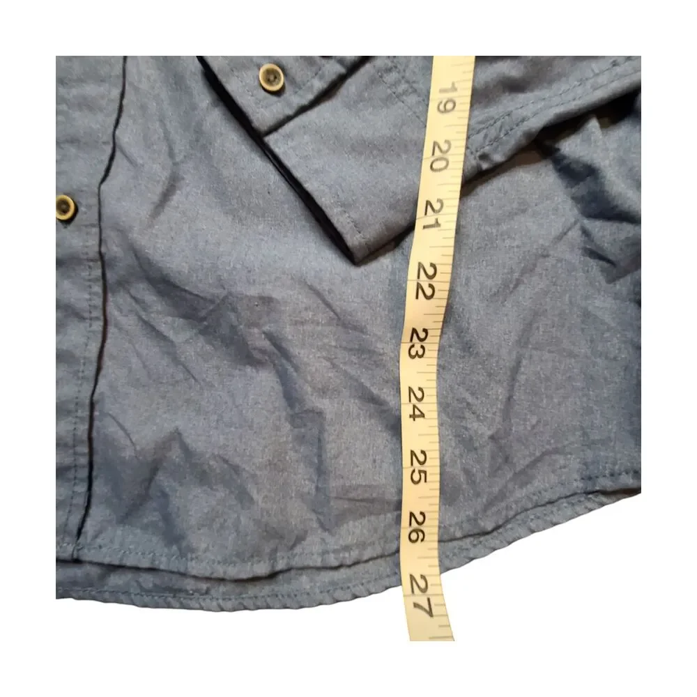 Prana Solid Blue Long Sleeve Button Down Shirt M